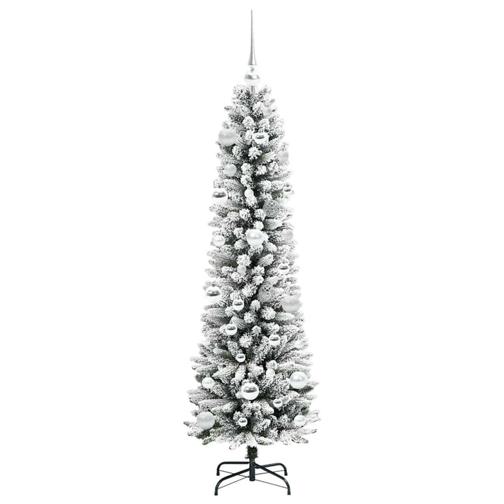 Kunstigt juletræ Grøn og hvid 150 cm PVC og metal og plast