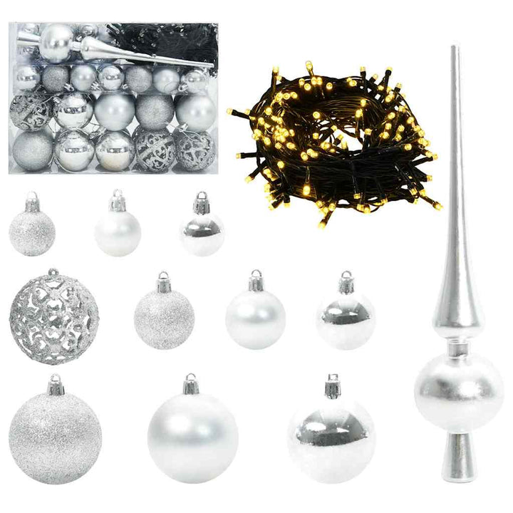 Kunstigt juletræ Grøn og hvid 150 cm PVC og metal og plast