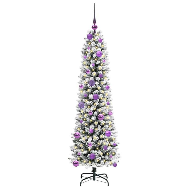 Kunstigt juletræ Grøn og hvid 150 cm PVC og metal og plast