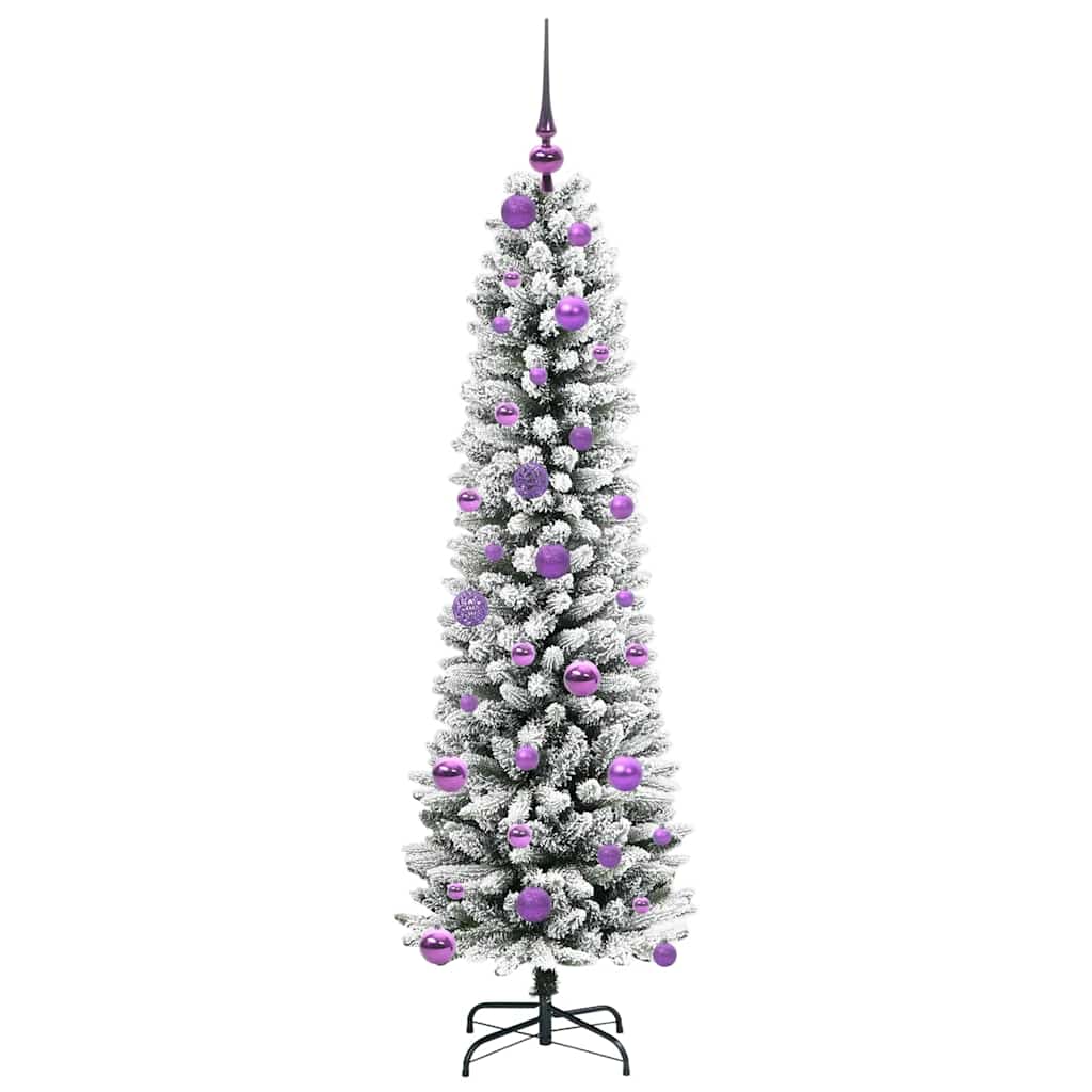 Kunstigt juletræ Grøn og hvid 150 cm PVC og metal og plast