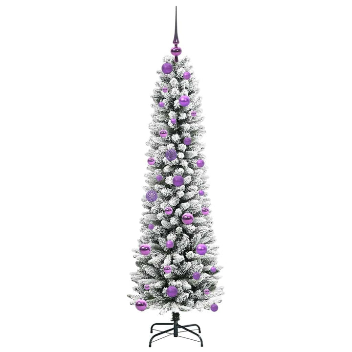 Kunstigt juletræ Grøn og hvid 150 cm PVC og metal og plast