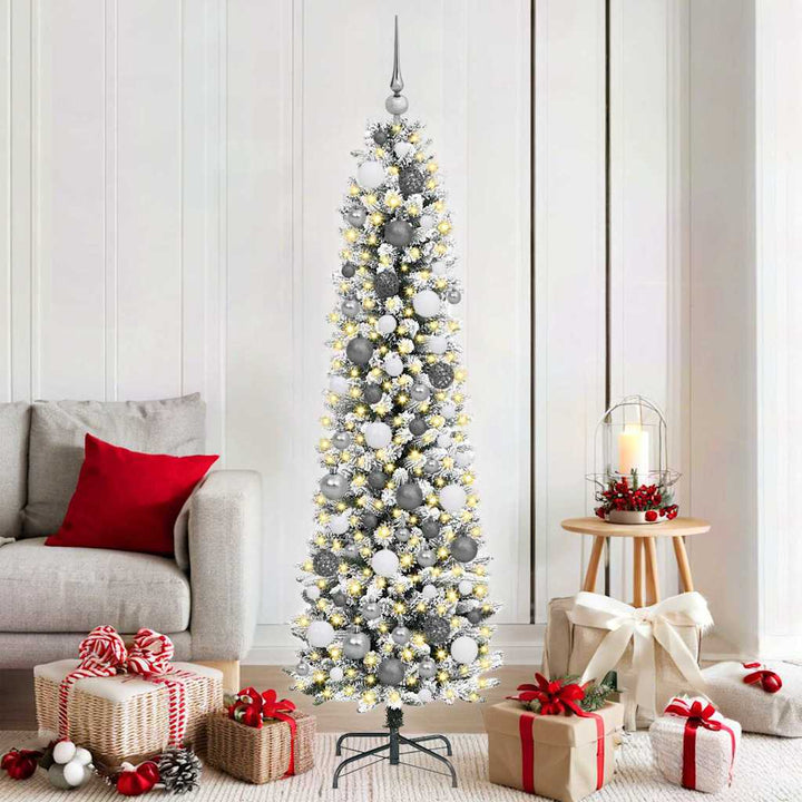 Kunstigt juletræ med stativ Hvid 180 cm PVC og metal og plast