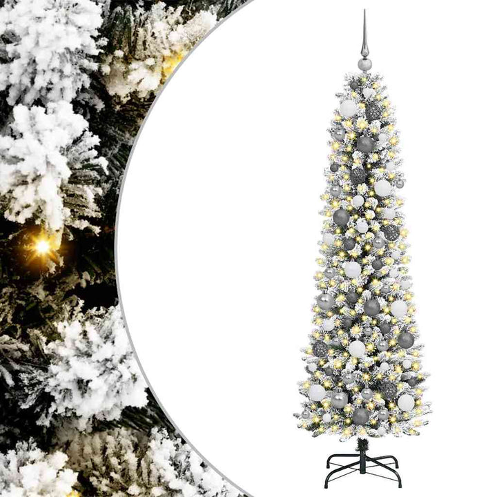 Kunstigt juletræ med stativ Hvid 180 cm PVC og metal og plast