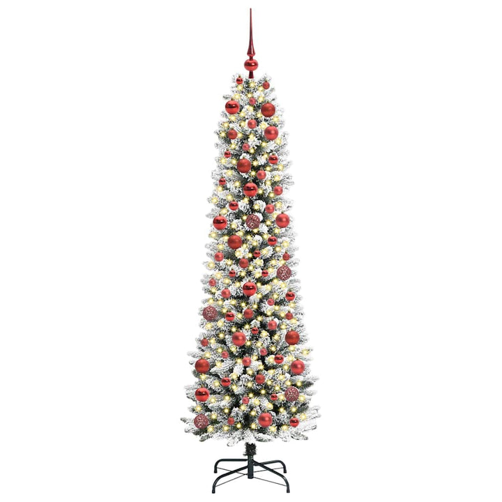 Kunstigt juletræ Grøn og hvid 180 cm PVC og metal og plast