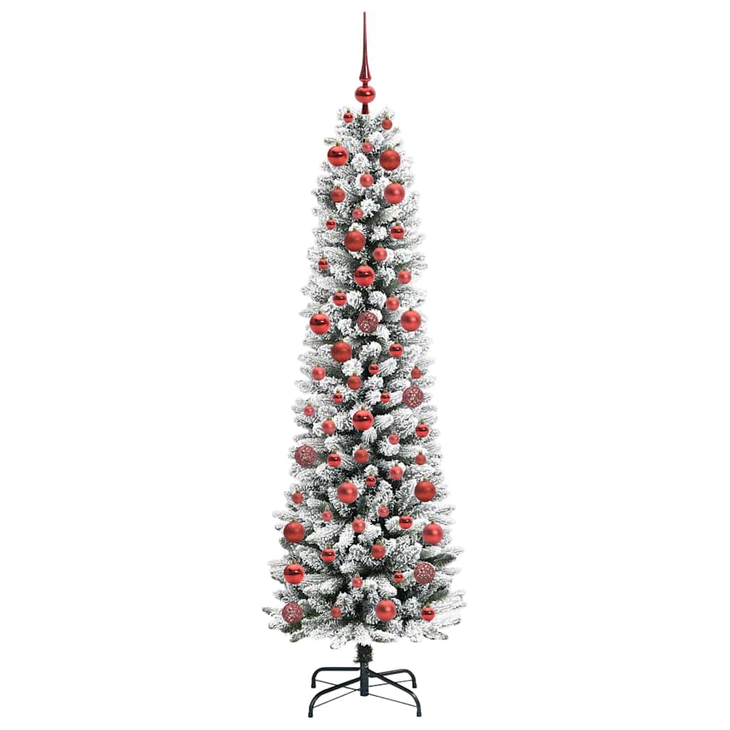 Kunstigt juletræ Grøn og hvid 180 cm PVC og metal og plast