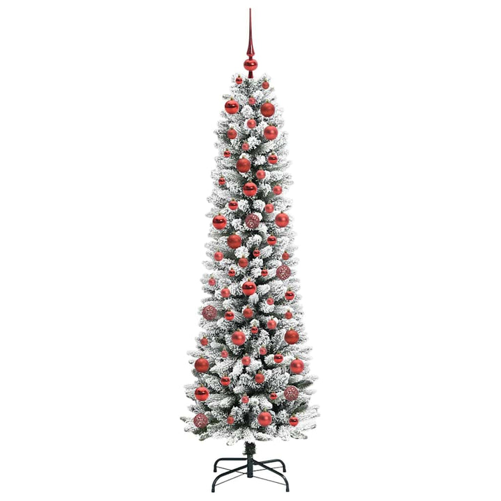 Kunstigt juletræ Grøn og hvid 180 cm PVC og metal og plast