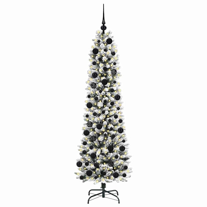 Kunstigt juletræ Grøn og hvid 180 cm PVC og metal og plast