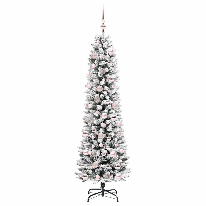 Kunstigt juletræ Grøn og hvid 180 cm PVC og metal og plast