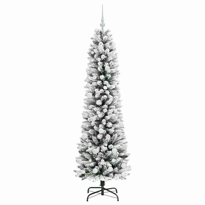 Kunstigt juletræ Grøn og hvid 180 cm PVC og metal og plast