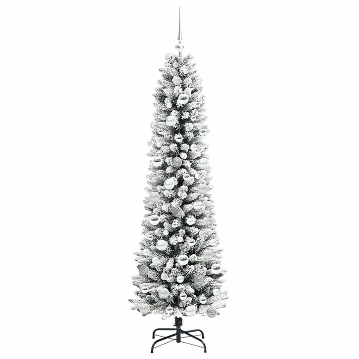 Kunstigt juletræ Grøn og hvid 180 cm PVC og metal og plast
