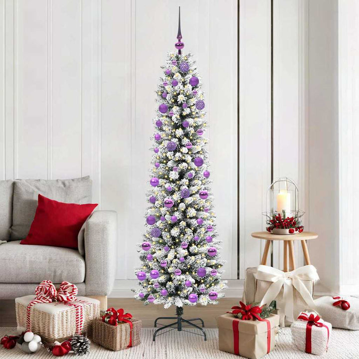 Kunstigt juletræ Grøn og hvid 180 cm PVC og metal og plast