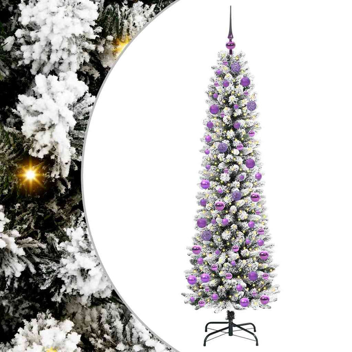Kunstigt juletræ Grøn og hvid 180 cm PVC og metal og plast