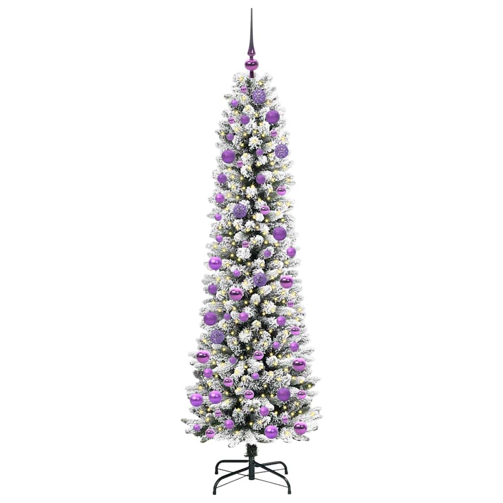 Kunstigt juletræ Grøn og hvid 180 cm PVC og metal og plast