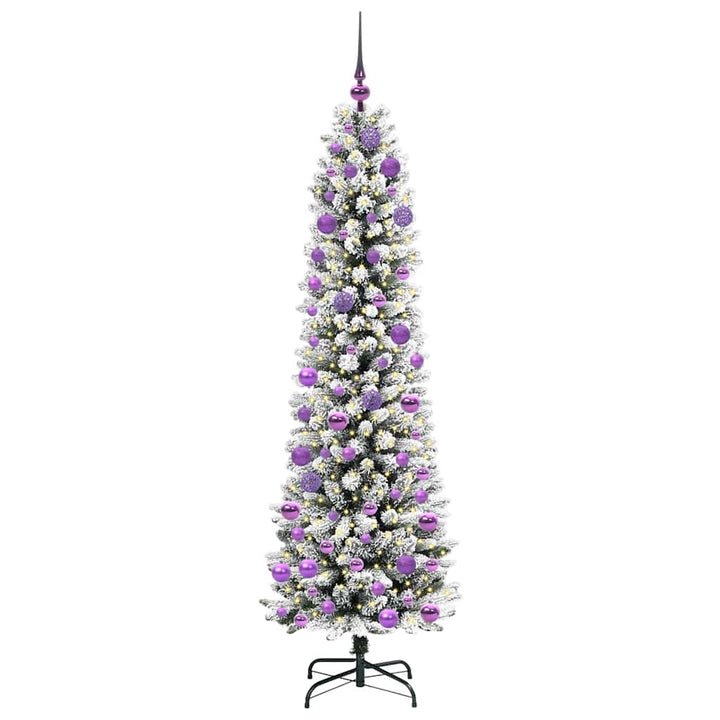Kunstigt juletræ Grøn og hvid 180 cm PVC og metal og plast