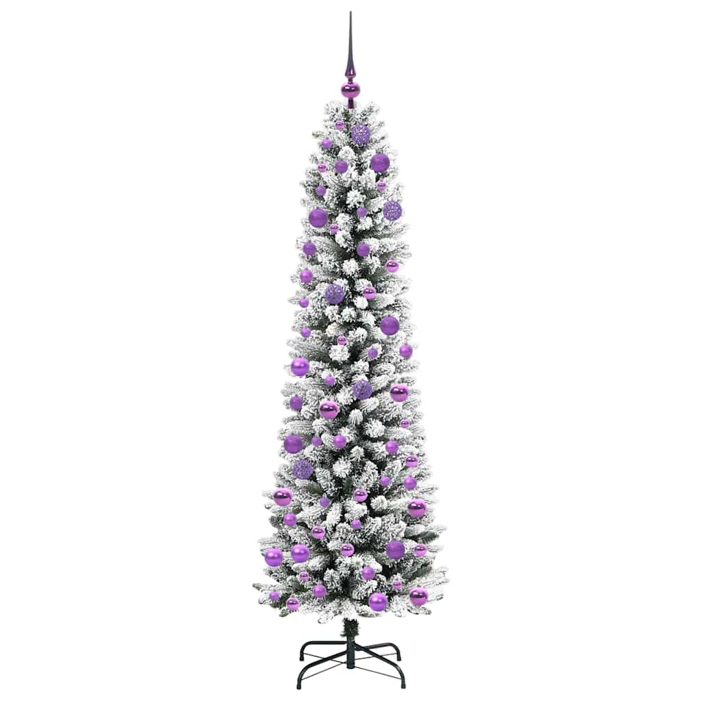 Kunstigt juletræ Grøn og hvid 180 cm PVC og metal og plast