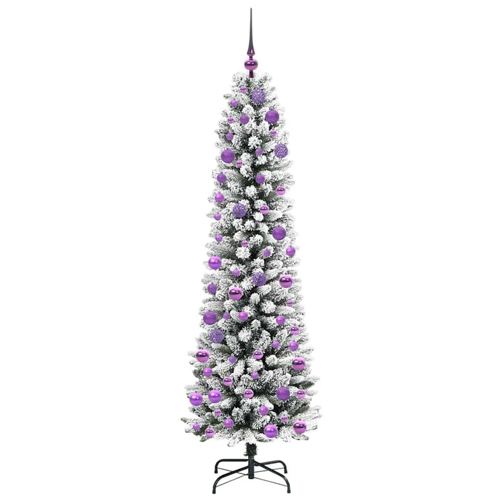 Kunstigt juletræ Grøn og hvid 180 cm PVC og metal og plast