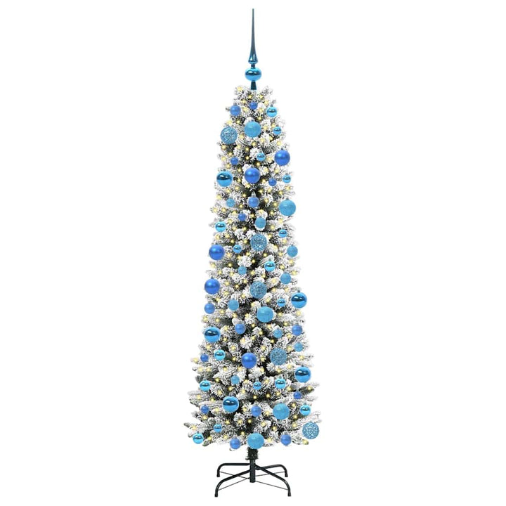 Kunstigt juletræ Grøn og hvid 180 cm PVC og metal og plast
