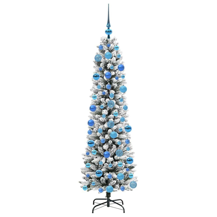 Kunstigt juletræ Grøn og hvid 180 cm PVC og metal og plast
