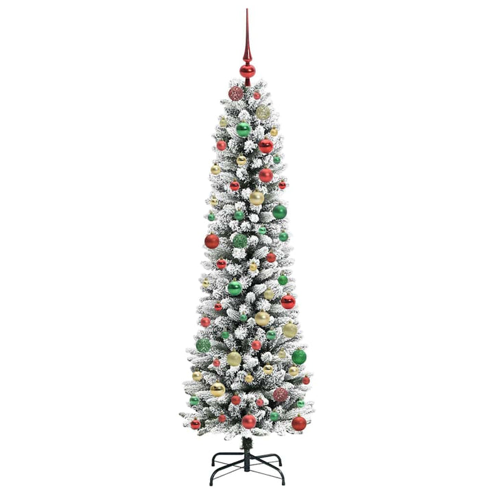 Kunstigt juletræ Grøn og hvid 180 cm PVC og metal og plast