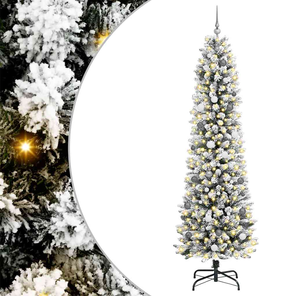 Kunstigt juletræ med stativ Hvid 240 cm PVC og metal og plast