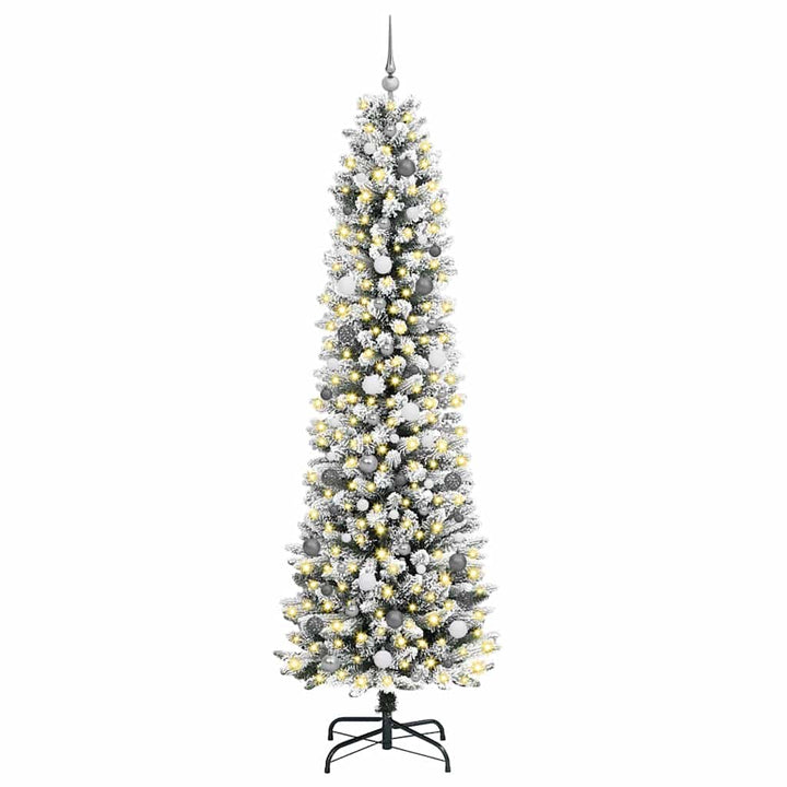Kunstigt juletræ med stativ Hvid 240 cm PVC og metal og plast