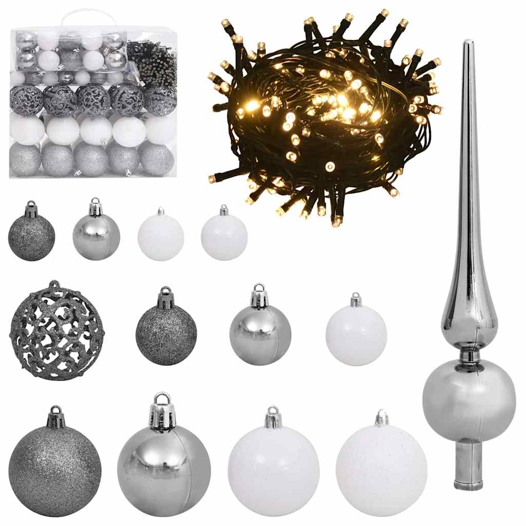 Kunstigt juletræ med stativ Hvid 240 cm PVC og metal og plast