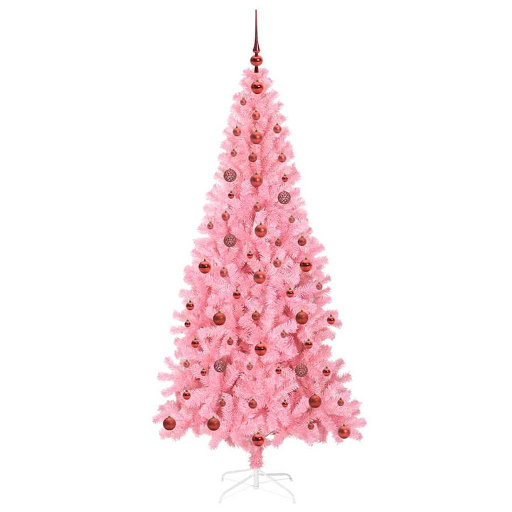 Juletræ med 300 LED'er med stativ Lyserød 210 cm PVC