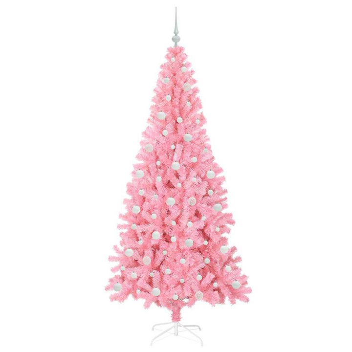 Juletræ med 300 LED'er med stativ Lyserød 210 cm PVC