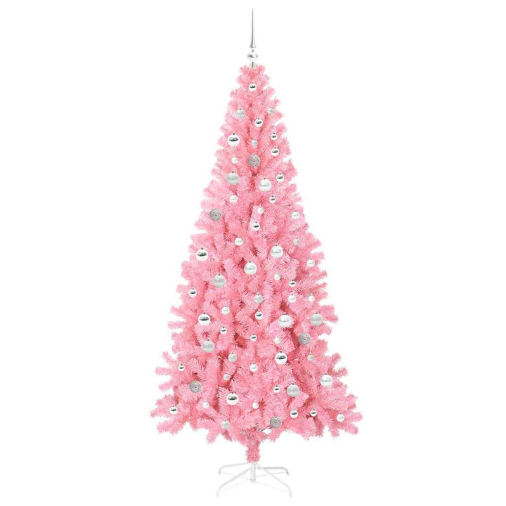 Juletræ med 300 LED'er med stativ Lyserød 210 cm PVC