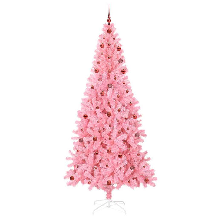 Juletræ med 300 LED'er med stativ Lyserød 240 cm PVC