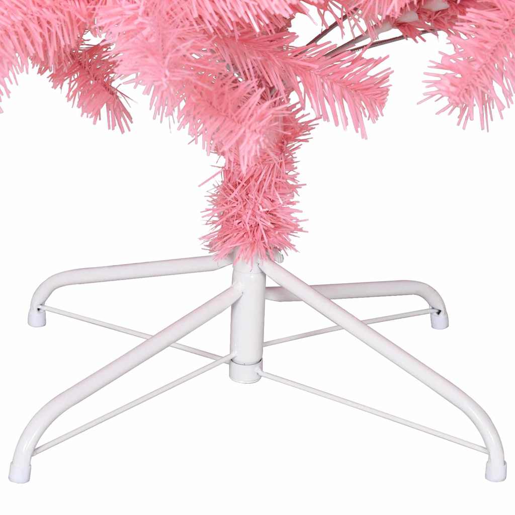 Juletræ med 300 LED'er med stativ Lyserød 240 cm PVC