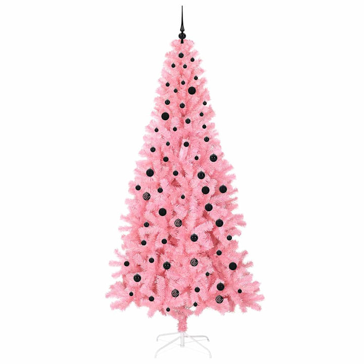 Juletræ med 300 LED'er med stativ Lyserød 240 cm PVC