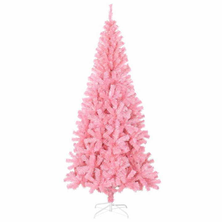 Juletræ med 300 LED'er med stativ Lyserød 240 cm PVC