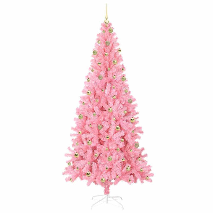Juletræ med 300 LED'er med stativ Lyserød 240 cm PVC
