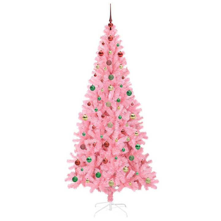 Juletræ med 300 LED'er med stativ Lyserød 240 cm PVC