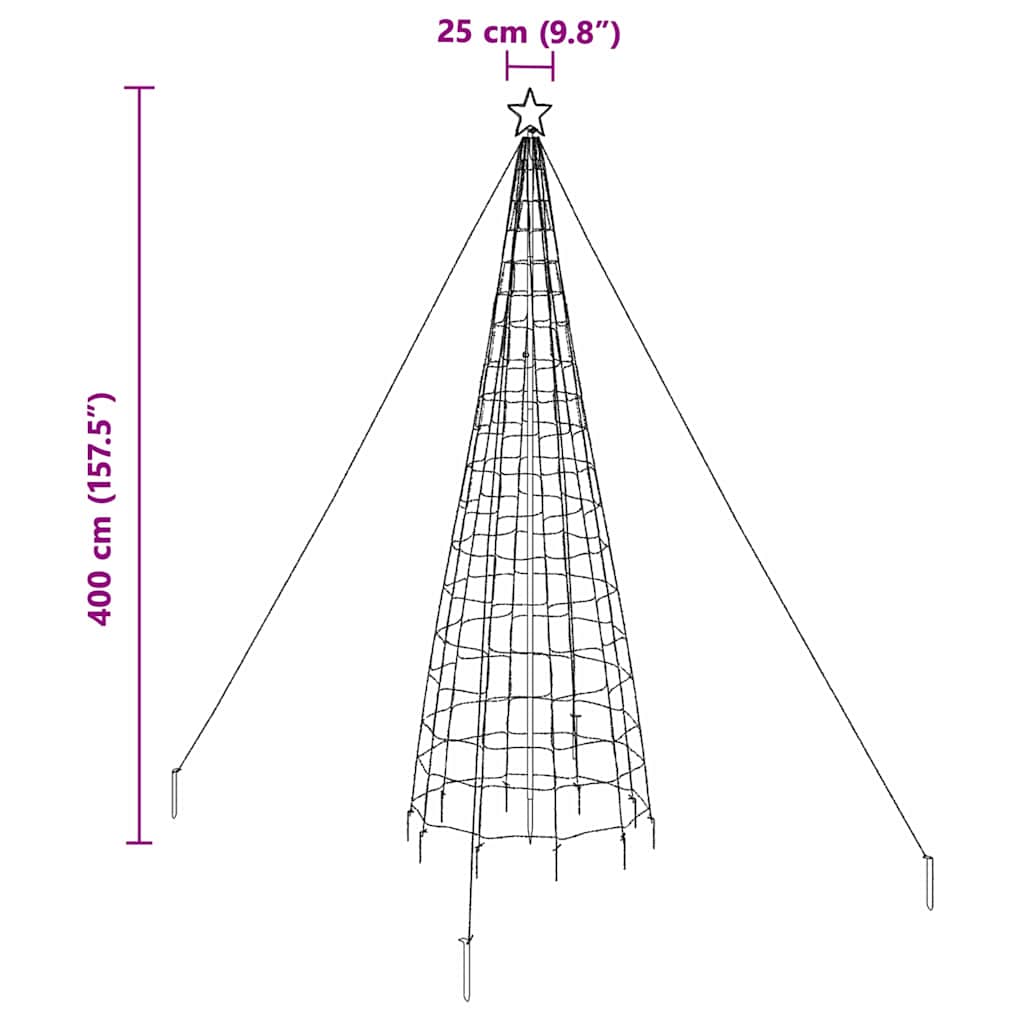 LED juletræ med 800 LED'er med jordspyd Varm hvid 400 cm Jern