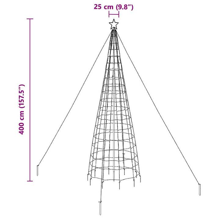 LED juletræ med 800 LED'er med jordspyd Varm hvid 400 cm Jern