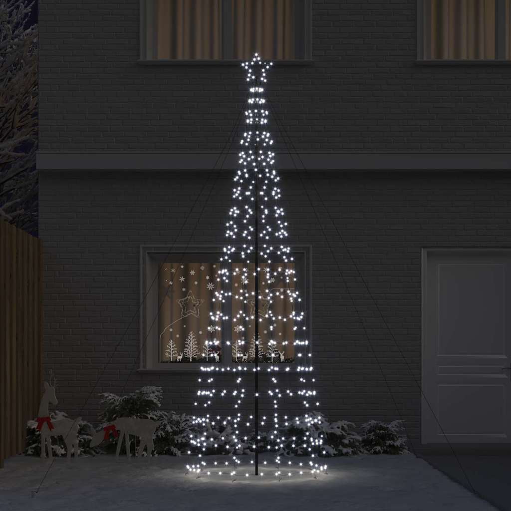 LED juletræ med 800 LED'er med jordspyd Kold hvid 400 cm Jern