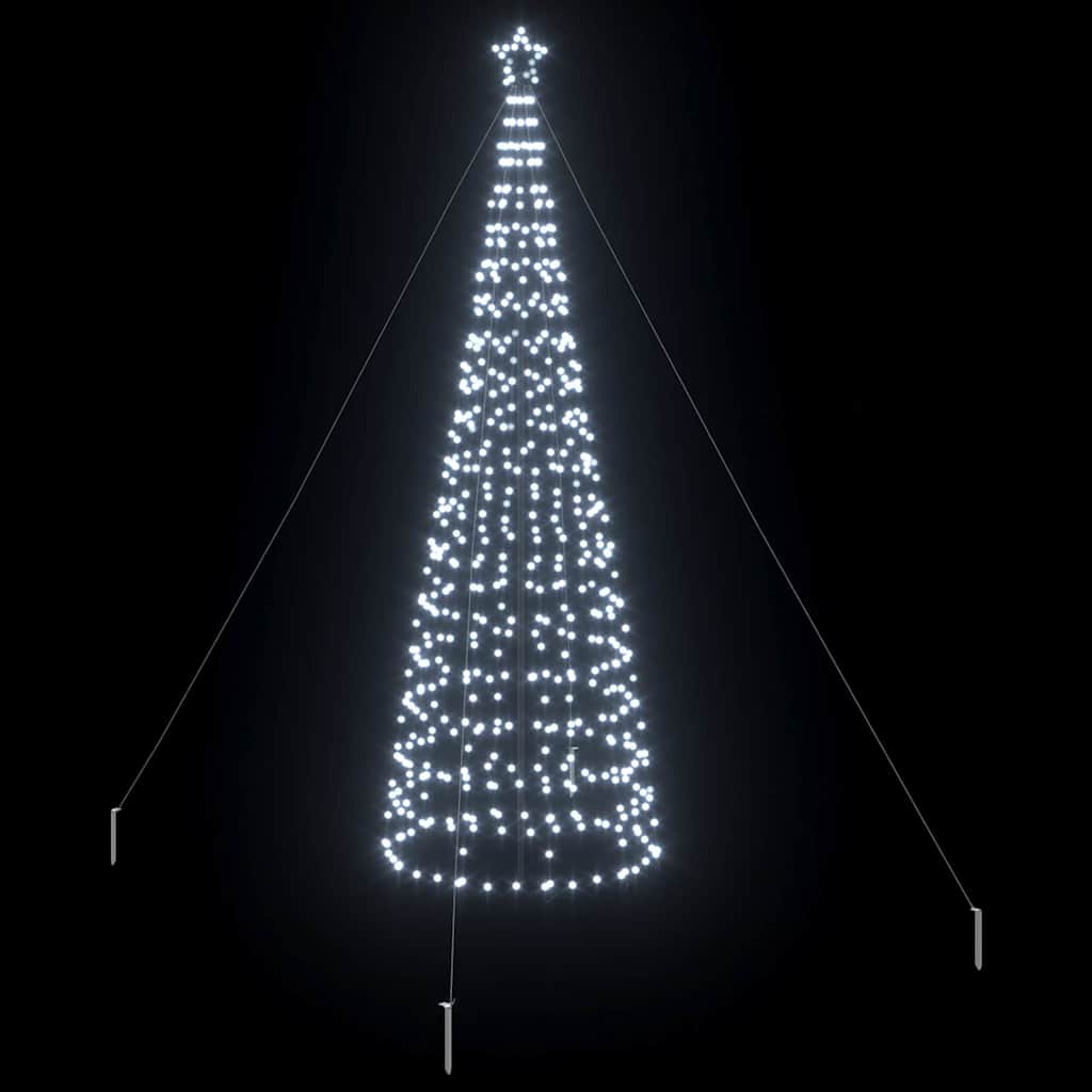 LED juletræ med 800 LED'er med jordspyd Kold hvid 400 cm Jern