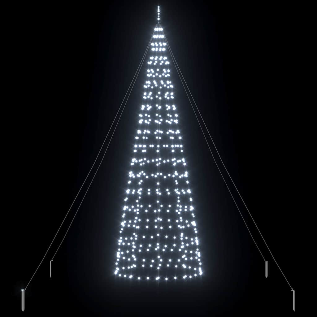 LED juletræ med 800 LED'er med jordspyd Kold hvid 400 cm Jern
