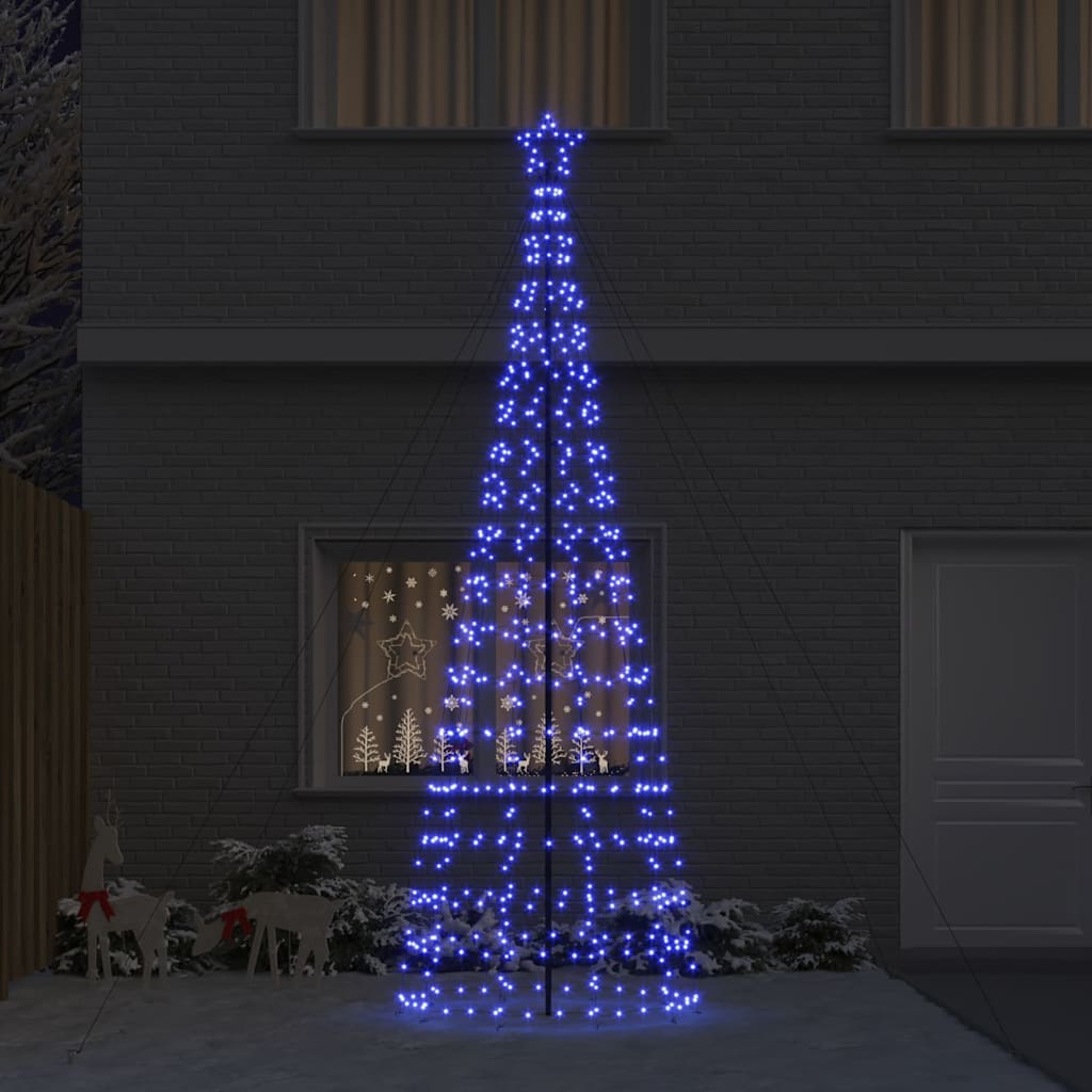 LED juletræ med 800 LED'er med jordspyd Blå 400 cm Jern
