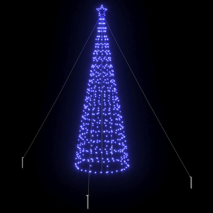 LED juletræ med 800 LED'er med jordspyd Blå 400 cm Jern