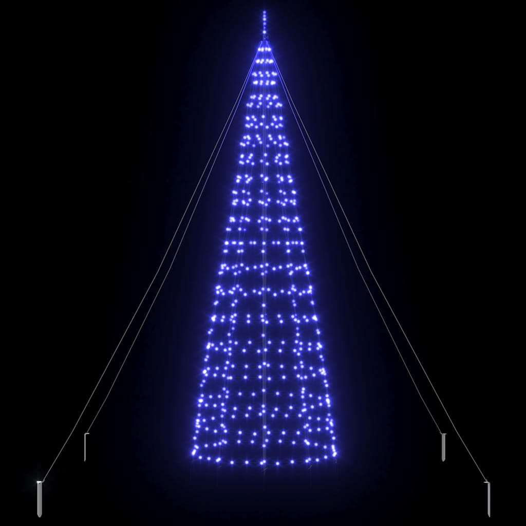 LED juletræ med 800 LED'er med jordspyd Blå 400 cm Jern