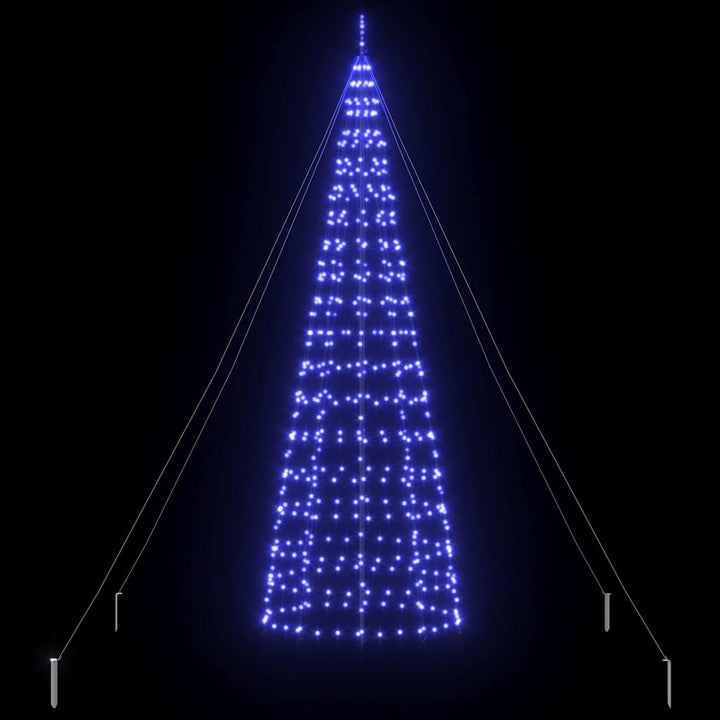LED juletræ med 800 LED'er med jordspyd Blå 400 cm Jern