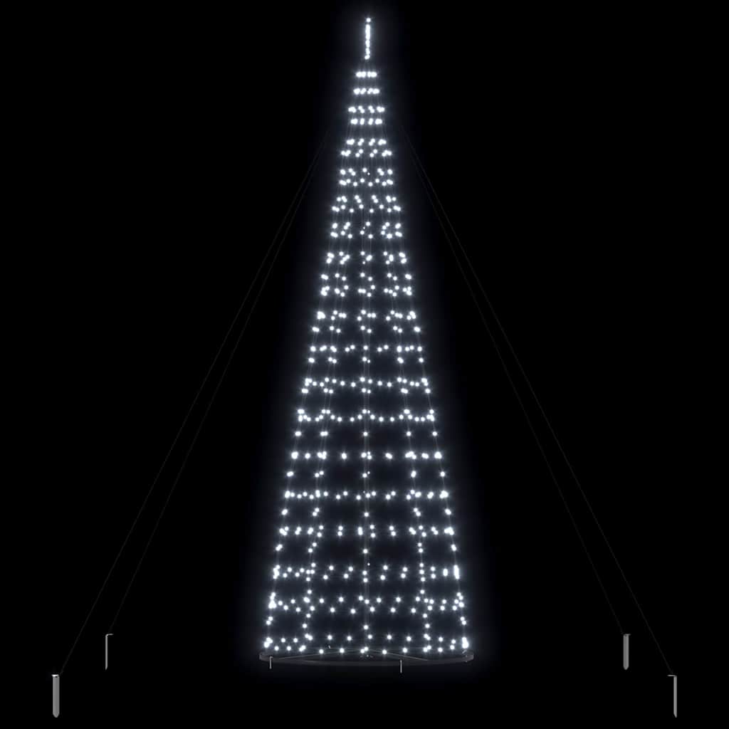 LED juletræ med 800 LED'er med jordspyd Kold hvid 400 cm Jern