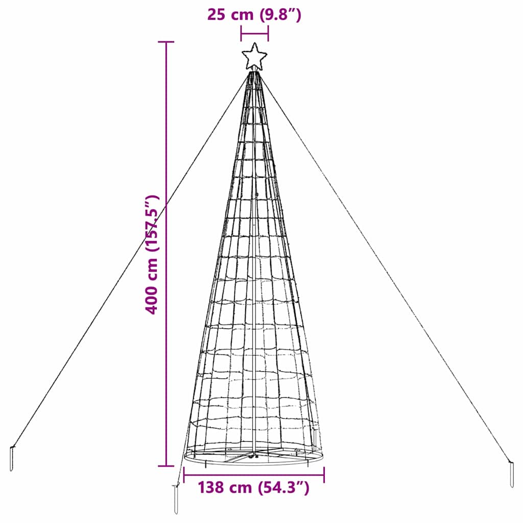 LED juletræ med 800 LED'er med jordspyd Kold hvid 400 cm Jern