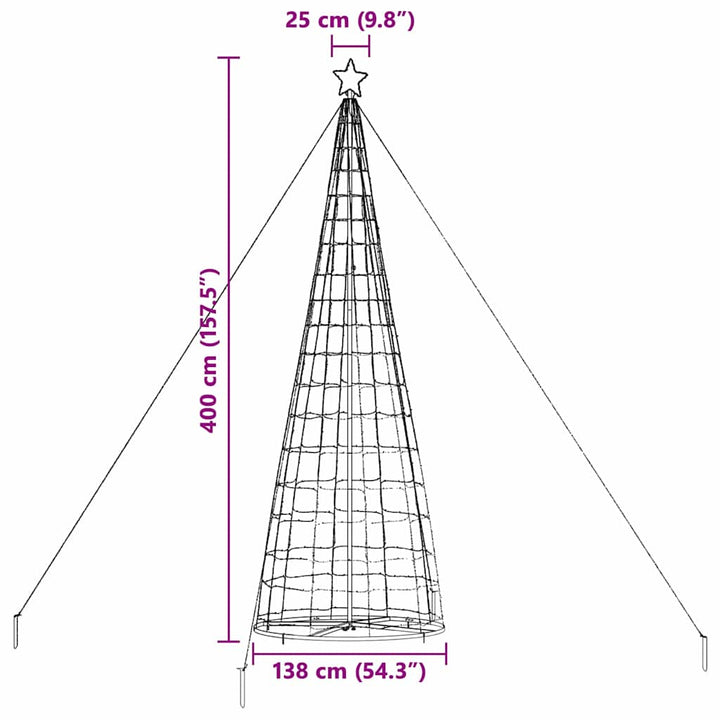 LED juletræ med 800 LED'er med jordspyd Kold hvid 400 cm Jern