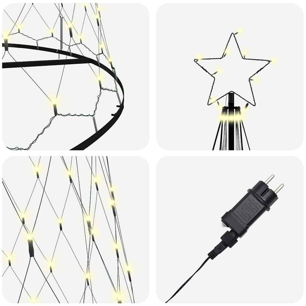 LED juletræ med stativ Varm hvid 138.5 x 138.5 x 399 cm Metal