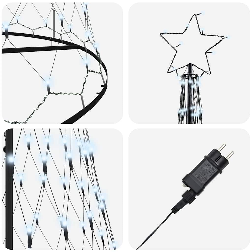 LED juletræ med stativ Kold hvid 138.5 x 138.5 x 399 cm Metal