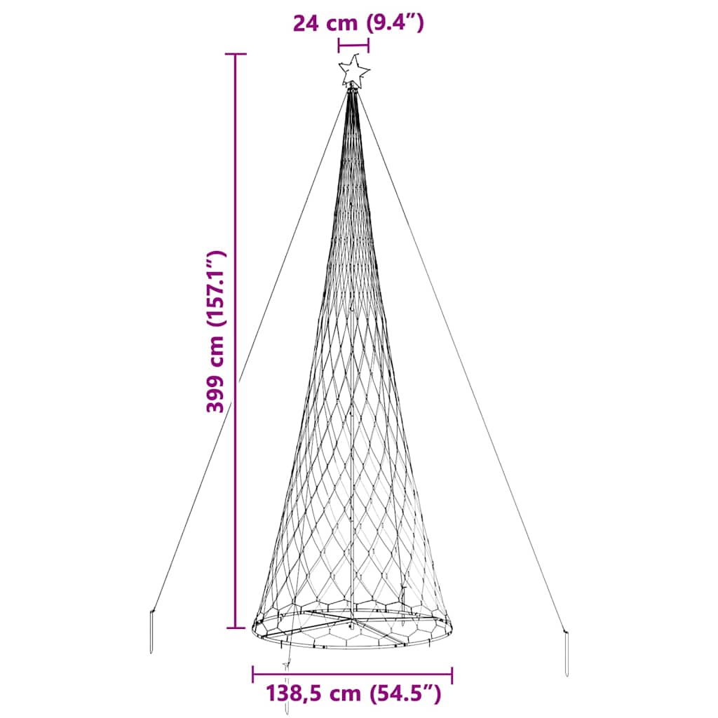 LED juletræ med 450 LED'er Blå 138.5 x 138.5 x 399 cm Metal